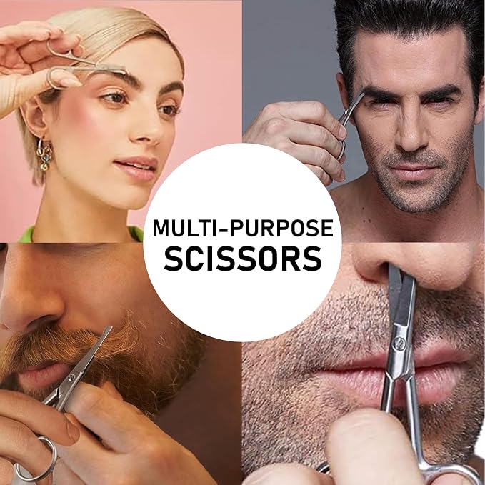 Nose Hair Scissors for Men & Women with Pouch Rounded Tip Scissor Blunt Nose Scissors Round Tip Scissor for Grooming Men Small Scissor for Nose Hair