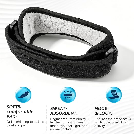 IPOW Patella Tendon Knee Strap 2 Pack Knee Pain Relief & Patella Stabilizer Knee Strap, Patellar Tendon Support Strap, Knee Brace for Running, Hiking, Soccer, Basketball, Jumpers Knee, Tennis, Volleyball & Squats