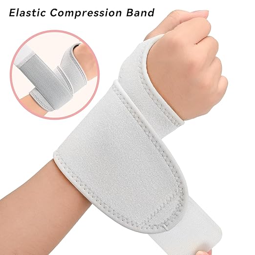 Wrist Support Brace for Carpal Tunnel 2 Pack Right Left Hand, Wrist Wraps for Women Men, Adjustable Wrist Compression Brace for Tendonitis, Arthritis, Weightlifting, Sports, Day Night Support, Grey