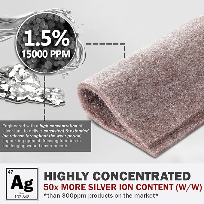 EVERLIT AG Silver Calcium Alginate Wound Dressing | Absorbent Non-Stick Sterile Dressing Pad | Gentle Hemostatic Gauze with Natural Gelling Fiber for Wound Care (4" x 4" | Pack of 20)