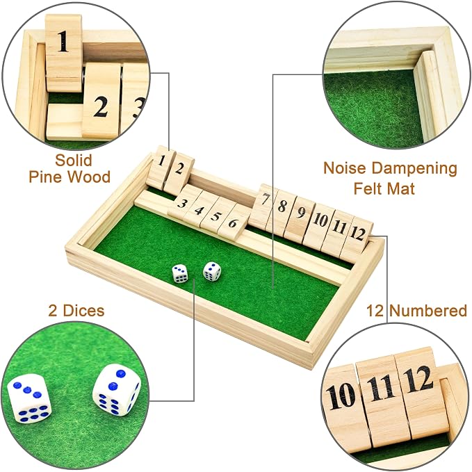 Dementia Toys for Elderly, 12 Numbers Memory Games for Patients Seniors | , Wooden Shut The Box Alzheimers Products for Elderly, Fidget Sensory Busy Board Gadgets Gifts Activities