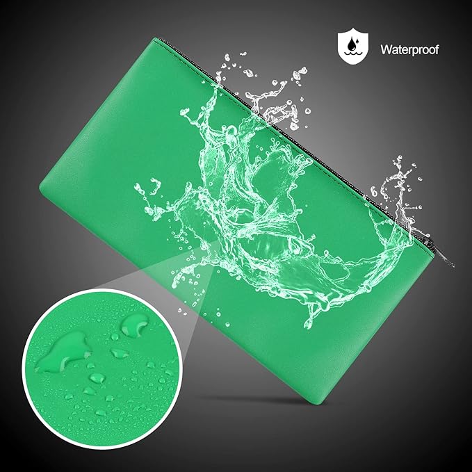 2 Pieces Money Bags with Zipper, 11x6.1 inch Money Pouch, Bank Bag, Cash Bag, Check Wallet, Cosmetics(Green)