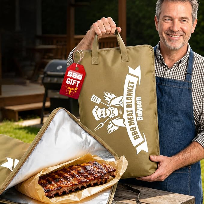 Upgraded BBQ Blanket for Resting Meat -Smoker Accessories Insulated Meat Resting Bag with Wide Mouth for Brisket/Steak/Pork Shoulder/Turkey - BBQ Accessories Grilling Gifts for Men(Brown, 23inch)