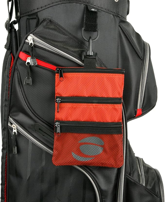 Orlimar Detachable Golf Accessory Pouch, 3 Zippered Pockets for Valuables and Golf Accessories, Clips to Your Golf Bag for Extra Storage and Easy Access.