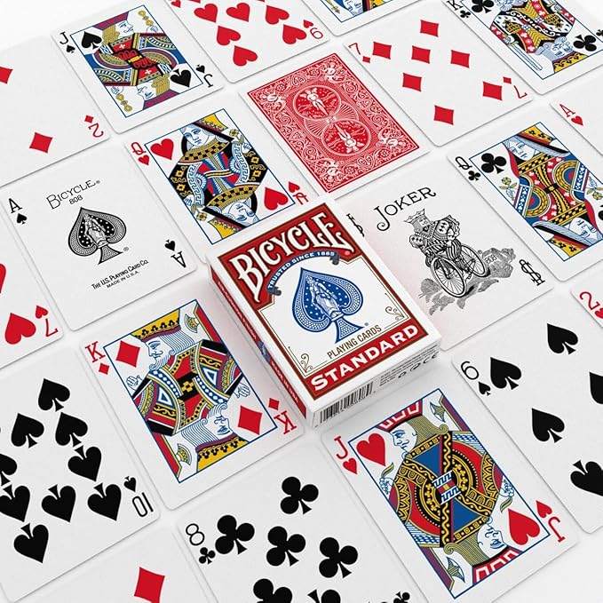 Bicycle Playing Cards 2 Pack Standard Poker Size Red and Blue | Air-cushion finish, Over 130 years trusted, 52 cards plus 2 Jokers per deck, Great for poker and rummy