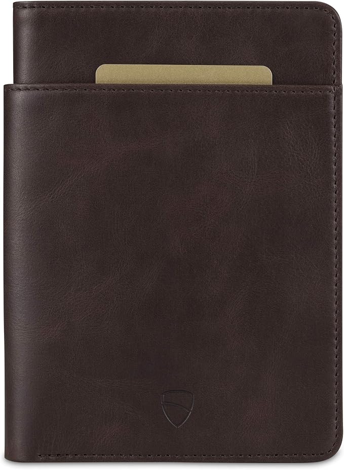 Vaultskin KENSINGTON Passport Holder for Travel, RFID Wallet (Brown) | Slim genuine leather book cover, small case for men and women, inner sleeve, cards, cash, scan blocking protection, gift box