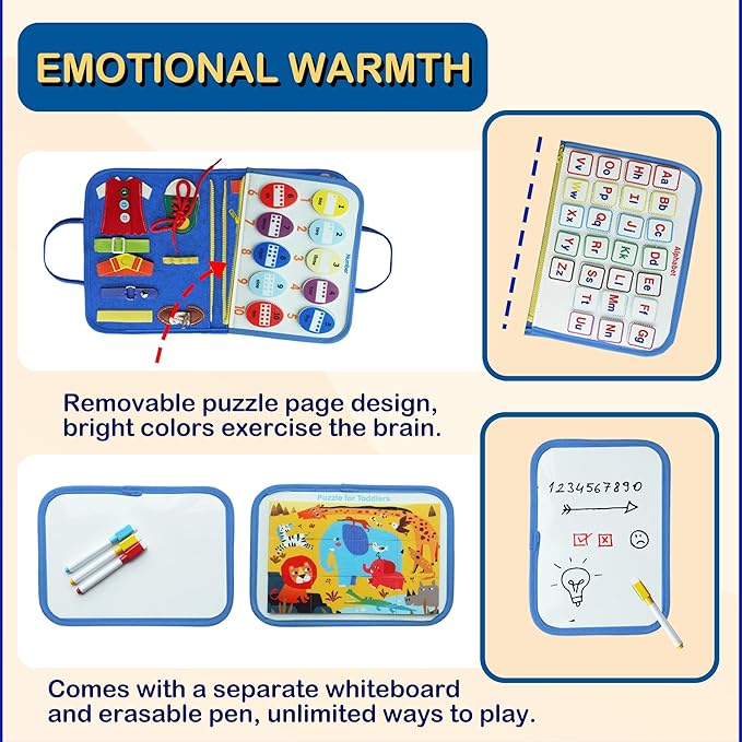 Fidget Blanket for Adults with Dementia, Dementia Activities for Seniors & Alzheimer’s Patients, Sensory Blanket Busy Board, Dementia Fidget Toys for Elderly，Anxiety Relief—Blue