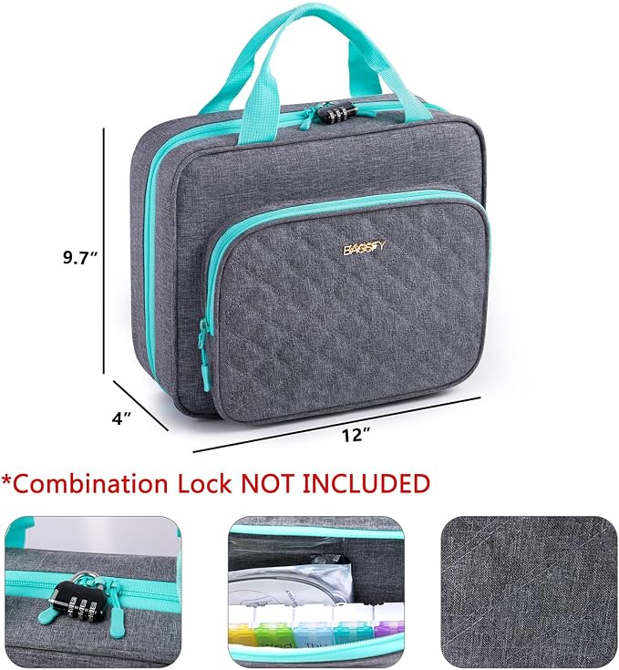 BAGSFY Medicine Bag for Traveling, Pill Bottle Organizer Storage, Large Medication Travel Case, Pills Box for Vitamin, First Aid Kit Bags Empty. (Comes with Weekly Pill Organizer)