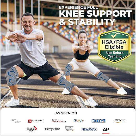Modvel 2 Pack Knee Brace for Women & Men - Workout Knees Compression Sleeve for Knee Pain Relief Joint Support for ACL, Arthritis, Meniscus Tear Knees Brace for Sports, Rodilleras para Gym Fitness