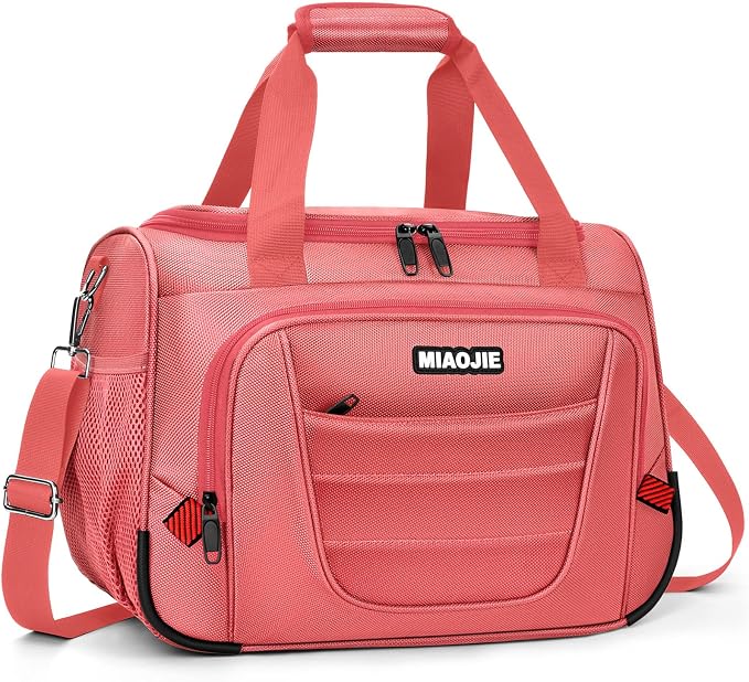 Underseat Carry On luggage Bag Airplanes Personal Item Bags, Gym Bag for Men Weekender Overnight Travel Tote Bag Shoulder Small Softside Carry on Luggage Travel Duffel Bags For Men Women -16 IN Pink