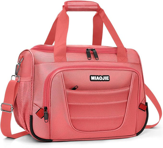 Underseat Carry On luggage Bag Airplanes Personal Item Bags, Gym Bag for Men Weekender Overnight Travel Tote Bag Shoulder Small Softside Carry on Luggage Travel Duffel Bags For Men Women -16 IN Pink