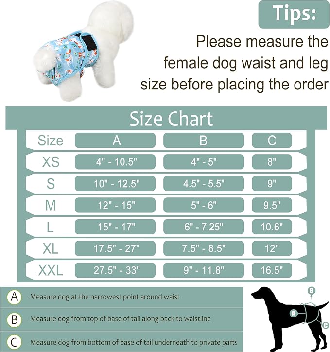 Female Dog Diapers 5Pcs - Premium Reusable Diapers for Doggie in Heat - Highly Absorbent Dog Diapers Female for Pet Incontinence with Adjustable Snaps, M