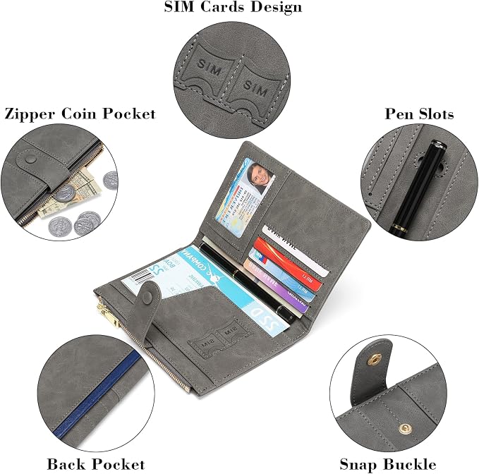 RFID Blocking Leather Passport Wallet Cover Case with Pen and Card Slots Travel Wallet for Women/Men Travel Must Haves Accessories