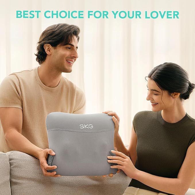 SKG Cordless Back Massager for Pain Relief Deep Tissue 4D Back and Neck Massager with Dual Sided Heat Gifts for Men and Women Dad Mom Grandpa