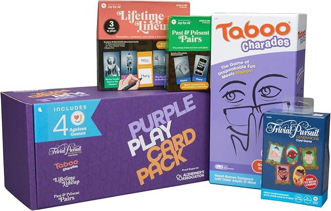 Ageless Games Purple Play Card Pack – Limited Edition Card Game Bundle for Seniors & Family - Alzheimer's Association Charity Games for Memory Care & Multigenerational Fun