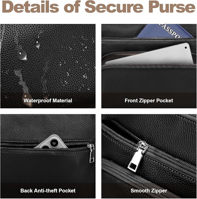 Anti-Theft Crossbody Purse for Women Travel Shoulder Bag