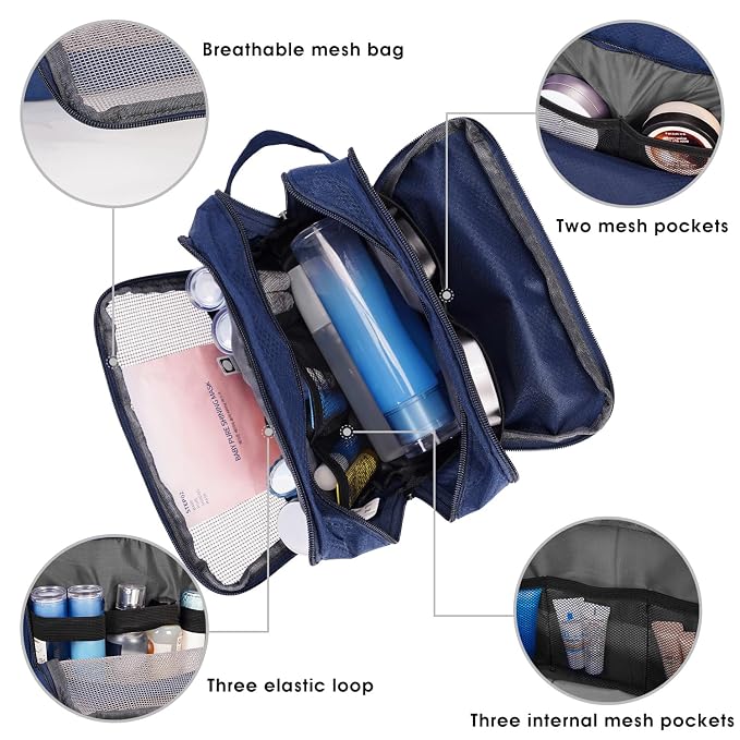 WANDF Travel Toiletry Bag for Men, Small Dopp Kit for Toiletries | Water-Resistant Fabric, Travel Bag for Toiletries, Compact Storage, Shaving Accessories, Weekend Trips