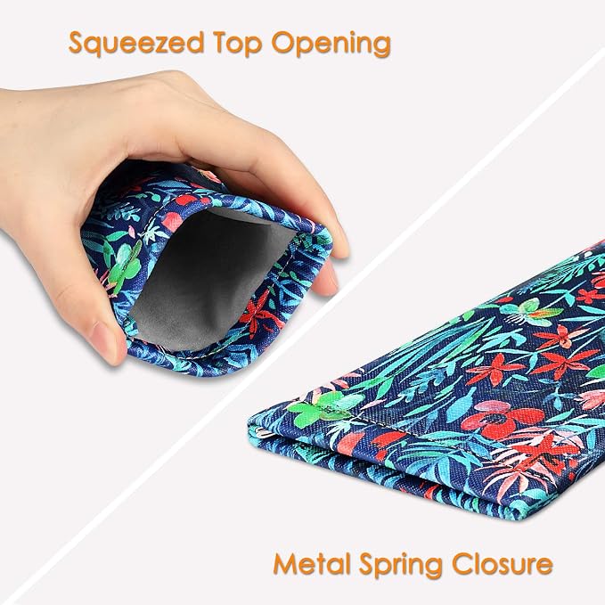FINTIE Soft Eyeglasses Case with Cleaning Cloth, Portable Squeeze Top Vegan Leather Glasses Pouch, Sunglasses Eyewear Bag