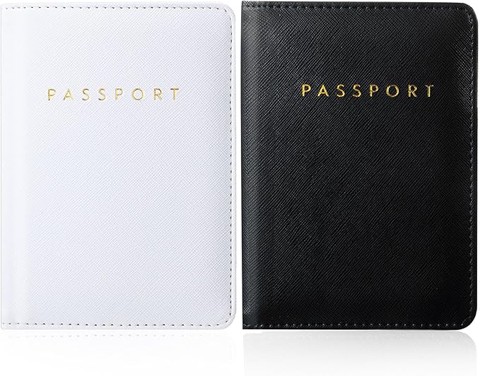 2 Pcs Passport Cover Holder for Travel Waterproof Leather Passport Wallet Case Book Travel Cruise Essentials for Women Men | 2 Pieces