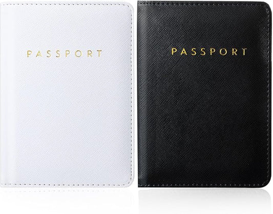 2 Pcs Passport Cover Holder for Travel Waterproof Leather Passport Wallet Case Book Travel Cruise Essentials for Women Men | 2 Pieces