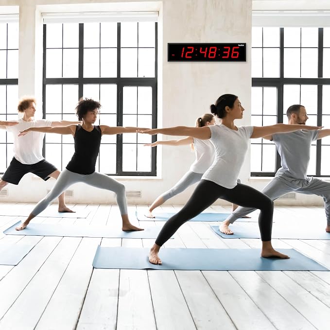 Ivation Oversized Large Digital Wall Clock - Big LED Digital Clock w/Large Display & Durable Aluminum Frame, Shelf or Wall Mount (36 Inch - Red) 6 Brightness Levels | Time Memory | Remote