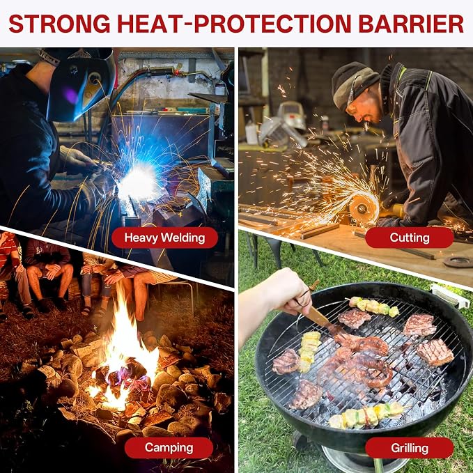 Welding Blanket Fire Resistant Large 4x6 ft - Fiberglass Flame Retardant Fabric 1022 °F High Temp Heat Shield Blankets Insulation Mat for Soldering, Grill, Industrial, Smoker, Camping