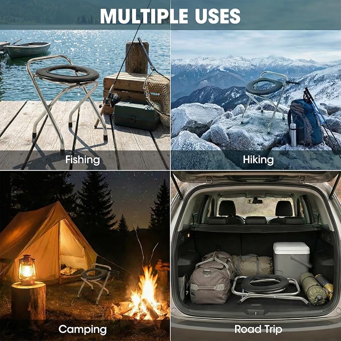 MOON LENCE Portable Toilet for Camping Travel Toilets Potty for Adults, 350LBS Capacity with 50 Toilet Bags, Paper Holder Design for Outdoor Indoor Car Hiking Hunting Beach