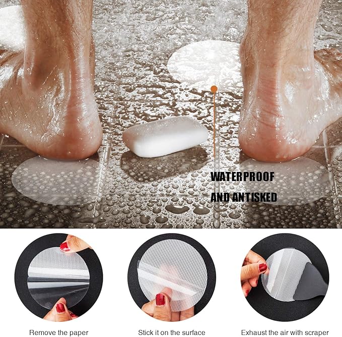 36PCS Non-Slip Bathtub Stickers, Safety Bathroom Tubs Showers Treads Adhesive Decals Scraper