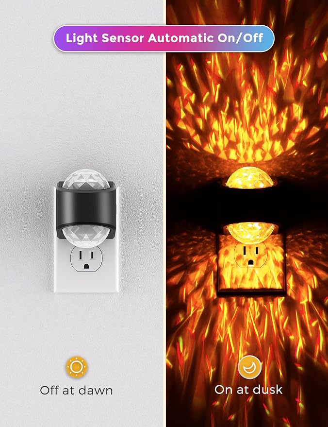 L LOHAS LED Night Light,Night Light for Kids with Dusk to Dawn Sensor | 9 Color Changing, Star Projector Galaxy Nightlight for Playroom Home Decor Party Christmas Birthday Gifts, 2 Pack