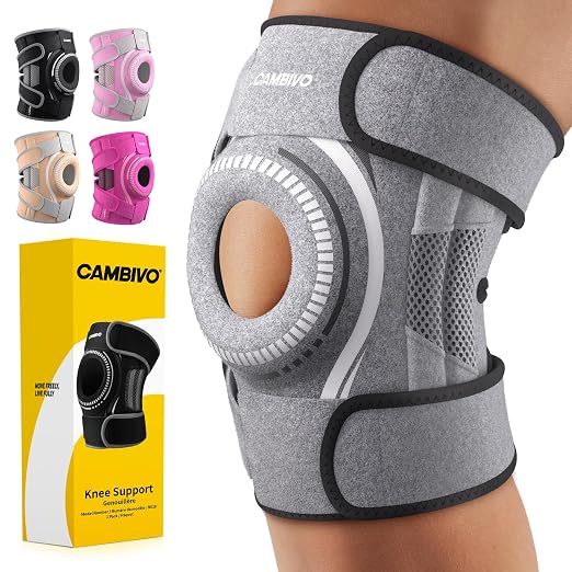 CAMBIVO ELITE Knee Brace with Side Stabilizers & Open Patella Gel Pad — Adjustable Support for Meniscus, Arthritis, ACL, MCL Recovery, Knee Support for Men and Women - Please Check Size Chart