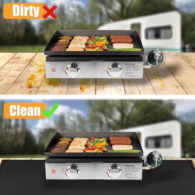 Heat Resistant Mats for Countertop fits Tabletop Grill, 36x30x0.04in, Black | 1022℉ Fireproof grill mat for countertop/table protection, fits gas/charcoal grills, pizza ovens, fits Blackstone & Ninja