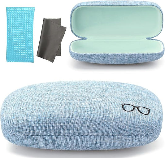 Vemiss Hard Shell Sunglasses Case, Large Linen Fabric Protective Glasses Case for Men Women