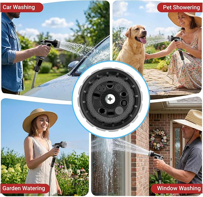 Lefree 150ft Stainless Steel Garden Hose - Metal Water Hose | No Kink Leak-Proof Crush Resistant, Upgraded Protective Rubber Sleeve, for Lawn Care, RV Camp, Long-Distance Yard Watering
