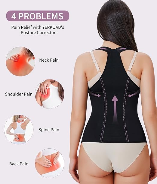 YERKOAD Back Brace for Women Breathable Back Straightener Posture Corrector | Full Back Support Posture Corrector Adjustable Waist Trainer Full Back Pain Relief Brace for Working, Exercising