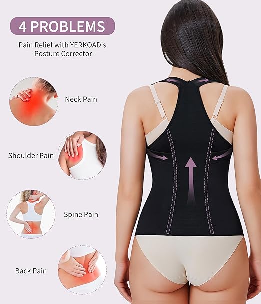 YERKOAD Back Brace for Women Breathable Back Straightener Posture Corrector | Full Back Support Posture Corrector Adjustable Waist Trainer Full Back Pain Relief Brace for Working, Exercising