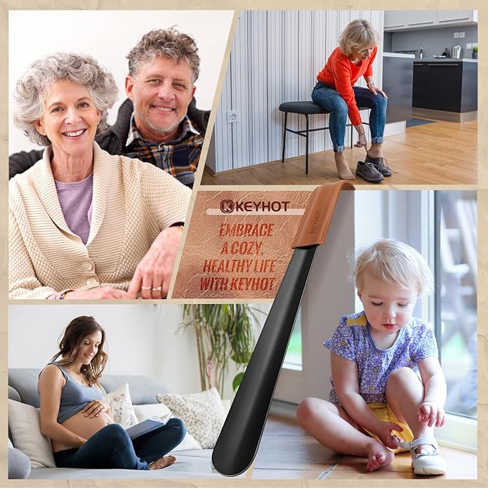 Shoe Horn Long Handle for Seniors Men Women,Long Metal Shoehorn for Boots,16.5" Stainless Steel Shoe Spoon Helper
