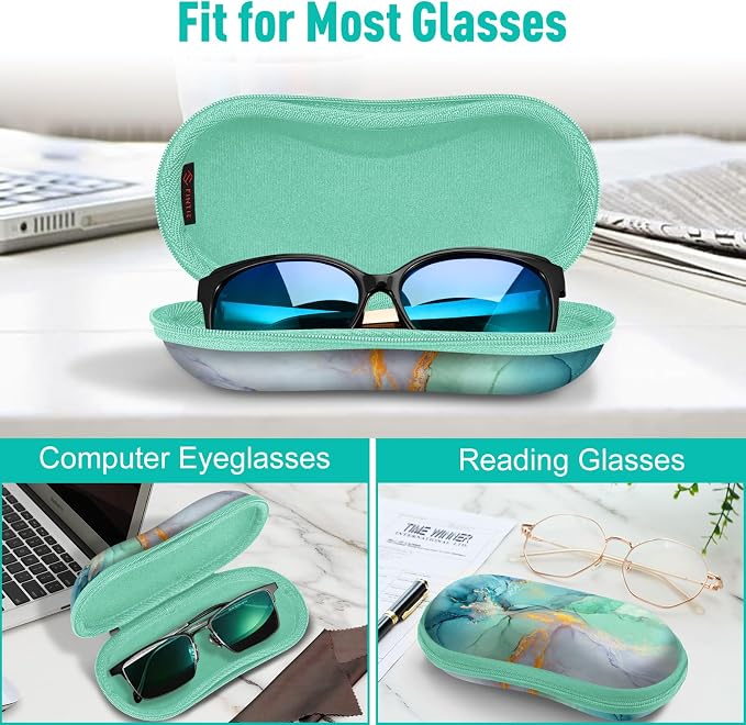 FINTIE Sunglasses Case, Hard EVA Shell Shockproof Sport Glasses Case with Metal Carabiner Travel Zipper Eyeglasses Holder