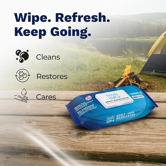 Wipes for Adult - Extra Large WashCloth, Unscented, Rinse-Free - Soft, Gentle for Sensitive Skin, Senior, Post-Surgery and Travel Hygiene, 12-Pack