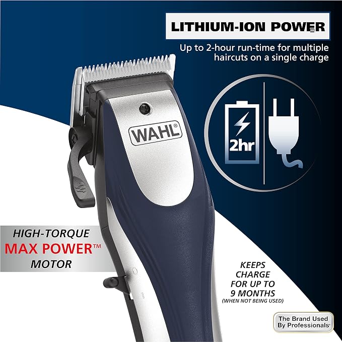 Wahl Lithium Ion Pro Rechargeable Cordless Hair Clippers for Home Haircuts | Cordless At Home Haircuts For Men, Women & Children, Smart Charge Technology For Convenient Haircutting – Model 79470