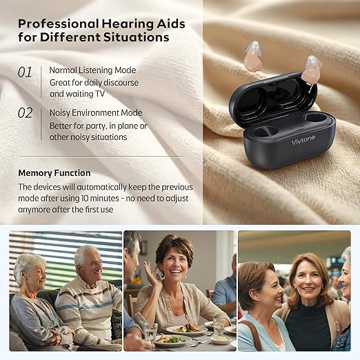 Supermini Hearing Aids (Not Amplifiers), Rechargeable Digital Hearing Devices with 16-Channel Sound Processing for Superior Sound Quality, Over-The-Counter, Auto-On/Off, Pair