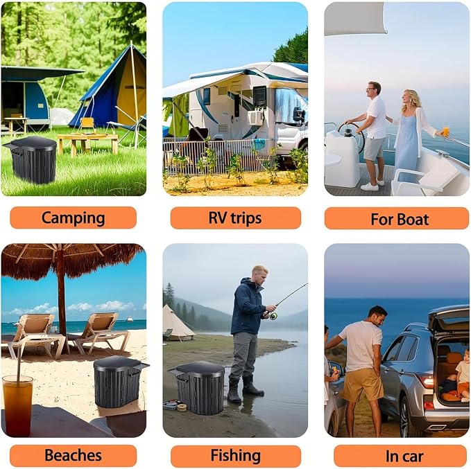 UOPBYEA Portable Camping Toilet for Adults With Leak-Proof Bags & Urine Gel | Washable, With Comfortable Cushion, 12-Inch Extra Wide Seat for Camping, Tent, Outdoor, Travel, RV, Beach, Truck Driver, Boat