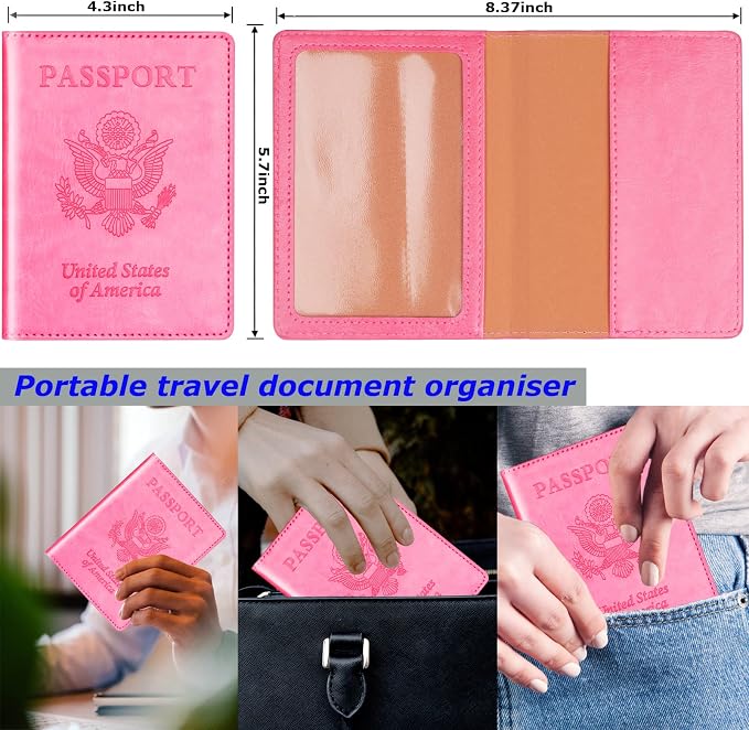 Herain Passport Holder for Travel Cruise Essentials 2 Pcs, Passport Cover Wallet Case Travel Gifts Women Men Family, Passports Book Holders Vacation Accessories Must Haves