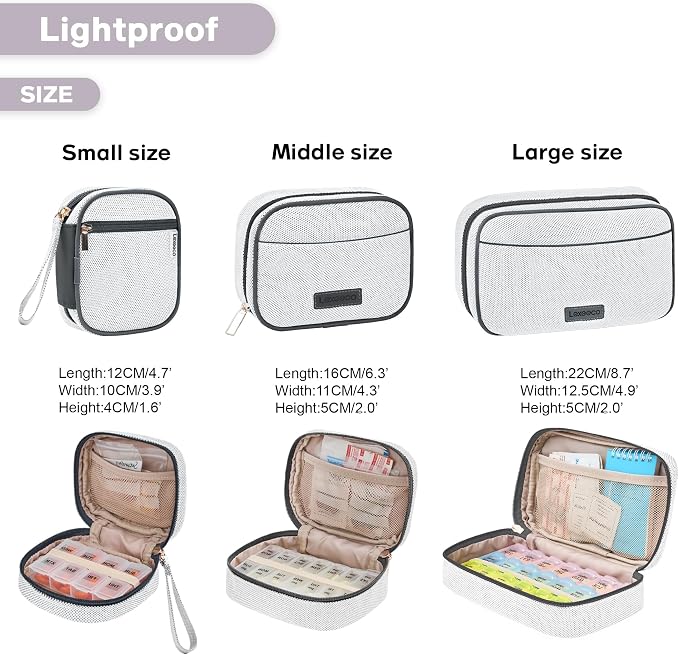 Weekly Travel Pill Organizer 3 Times A Day Pill Case for Purse with Removable 7 Day Pill Box Holder,Cute Medication Organizer Pill Container for Medicine, Vitamin, Supplement(Dark Grey, Large)