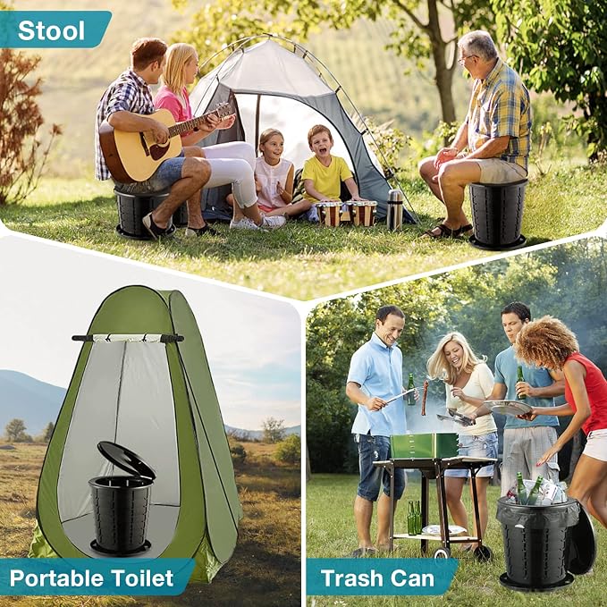 Upgrade Retractable Portable Toilet Travel Toilet Adjustable Height Camping Toilet Portable Potty for Adults Kids, Foldable Portable Toilet for Camping/Car