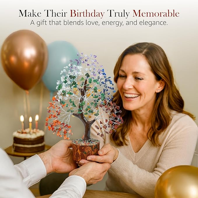 Crocon Seven Chakra Tree of Life for feng Shui Tree Crystals and Healing Stones, Room & Home Decor Housewarming Present Spiritual Birthday Gifts for Women, Sister Gifts for Women