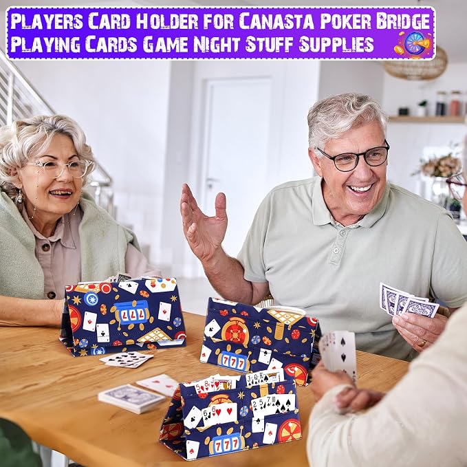 Eersida 2 Pack Bingo Card Holder for Pull Tabs Playing Card Holder Bingo Accessories Canasta Poker Bridge Family Game Night Supplies for Adults (Cute Style)