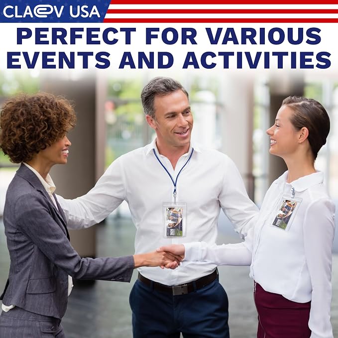 Claev Flexible and Tear Resistant Vertical 4x6 Passport & Card Holders (4x6 Extra Large (XXL), 100 Pack), Clear Zipperless ID Plastic Name Card Badge Holders for Travel, Conferences, Conventions | Bulk clear waterproof ID badge holders, fits 4 x 6 inse...