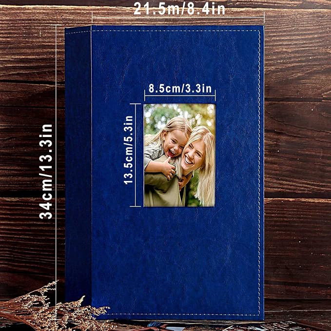 Ywlake Photo Album 4x6 300 Pockets, Leather Photo Albums Holds 300 Horizontal Only Pictures Blue