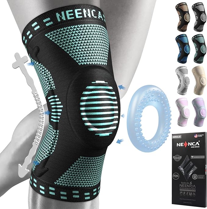 NEENCA Professional Knee Brace for Pain Relief, Medical Knee Support with Patella Pad & Side Stabilizers, Compression Knee Sleeve for Meniscus Tear, ACL, Joint Pain, Runner, Workout (Emerald, X-Large)