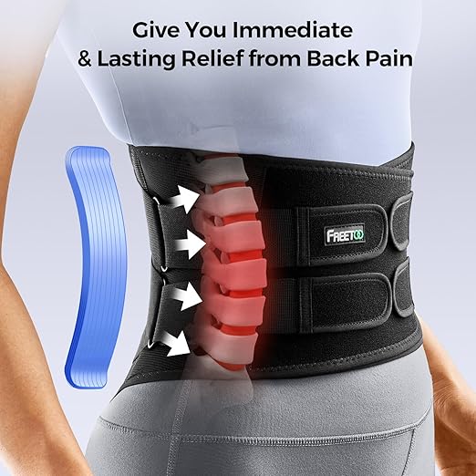 FREETOO Back Brace for Men Lower Back Pain, Breathable Back Support Belt for Women,Work with Soft Pad, Lightweight Lumbar Support for Lasting Relief, Sciatica, Herniated Disc, M(Waist: 85-100 CM)